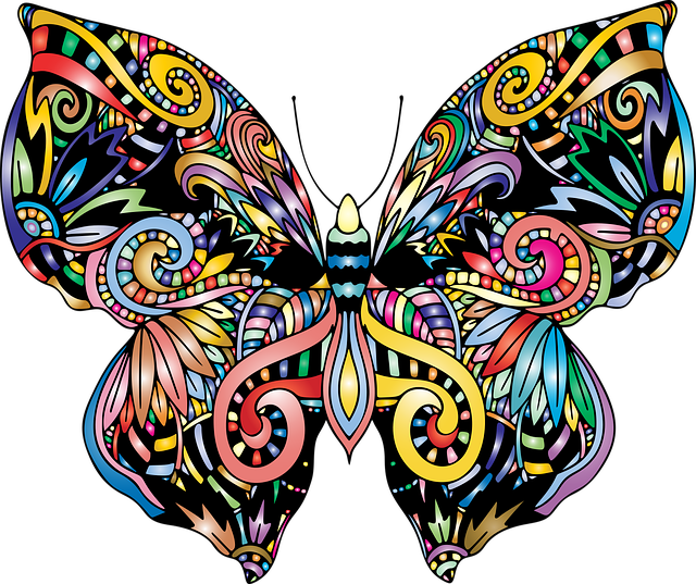 蝴蝶 Zentangle 曼荼罗 - 免费矢量图形