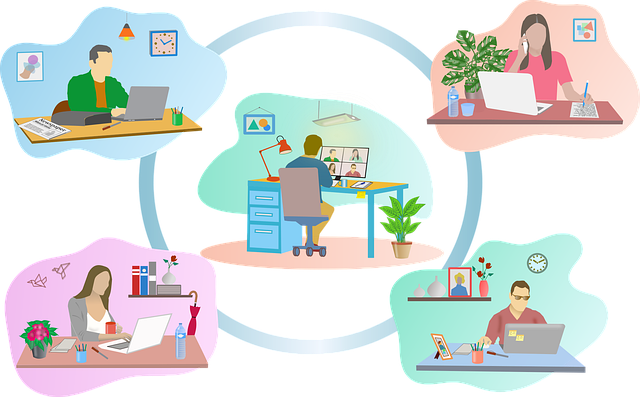 远程工作 电子通勤 远程办公 - 免费矢量图形