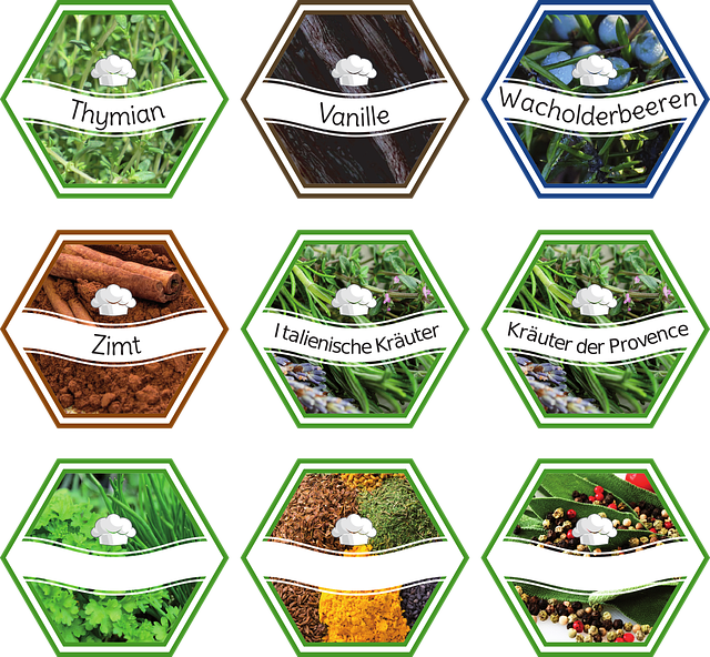 草药 香料 标签 - 免费矢量图形