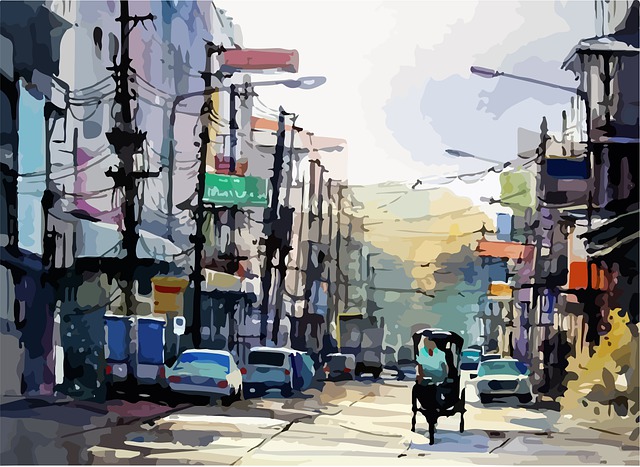 绘画 城市 街道 - 上的免费图片