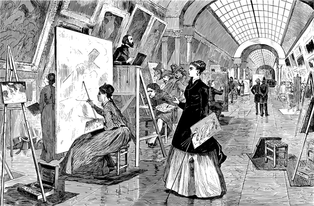 艺术课 卢浮宫 线条艺术 - 免费矢量图形