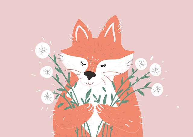 狐狸 动物 花朵 - 上的免费图片