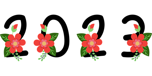花朵 新的一年 2023 - 免费矢量图形