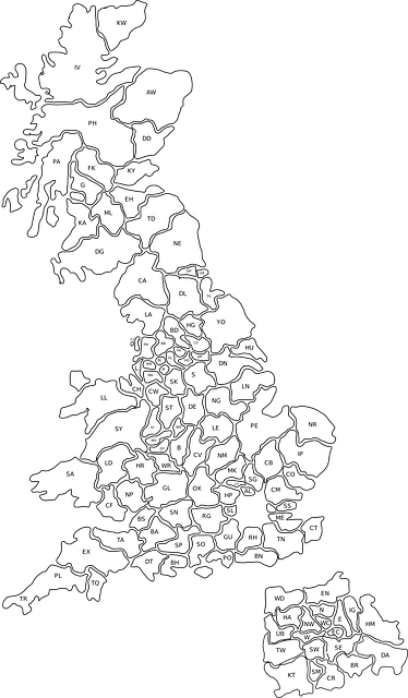 英国 地图 邮政编码 - 免费矢量图形