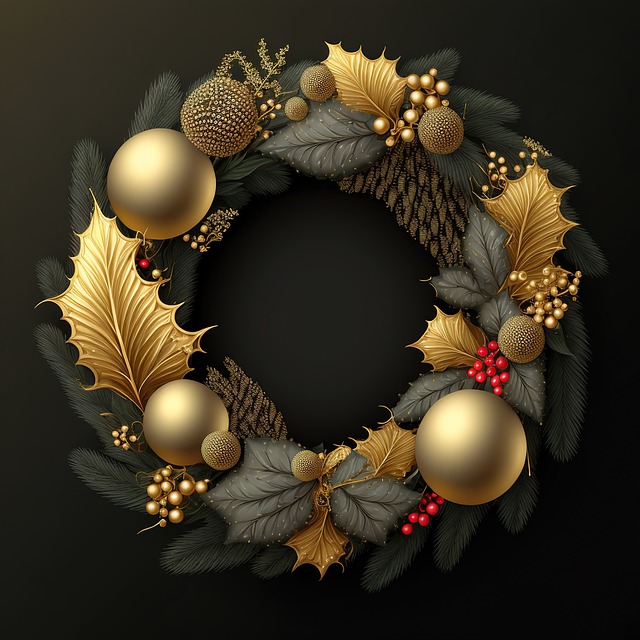 Gold Christmas Wreath - 上的免费图片