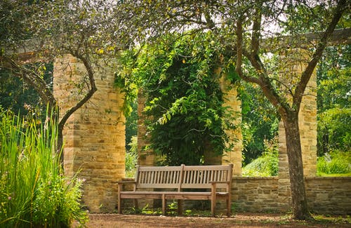 在花园的空长凳 · 免费素材图片