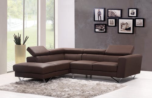 棕色真皮组合沙发 · 免费素材图片