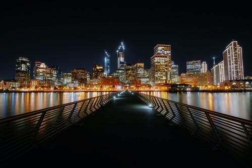 夜间照明的城市景观 · 免费素材图片