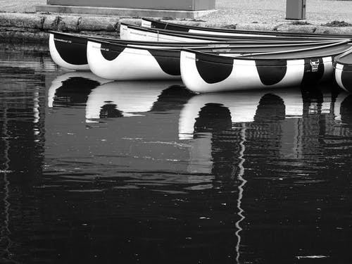 水面上的三只白黑小船 · 免费素材图片