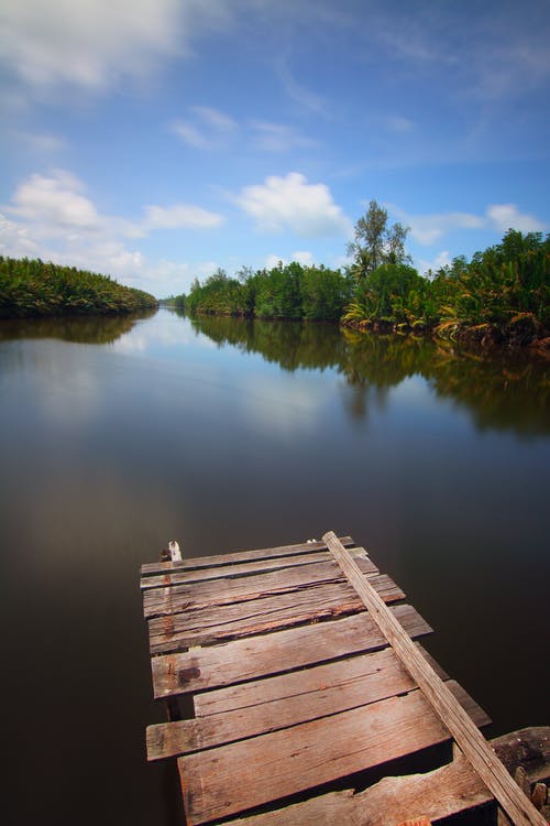 棕色木码头上的水体 · 免费素材图片
