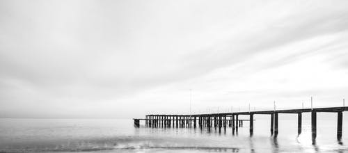 黑木桥在白色的天空下 · 免费素材图片