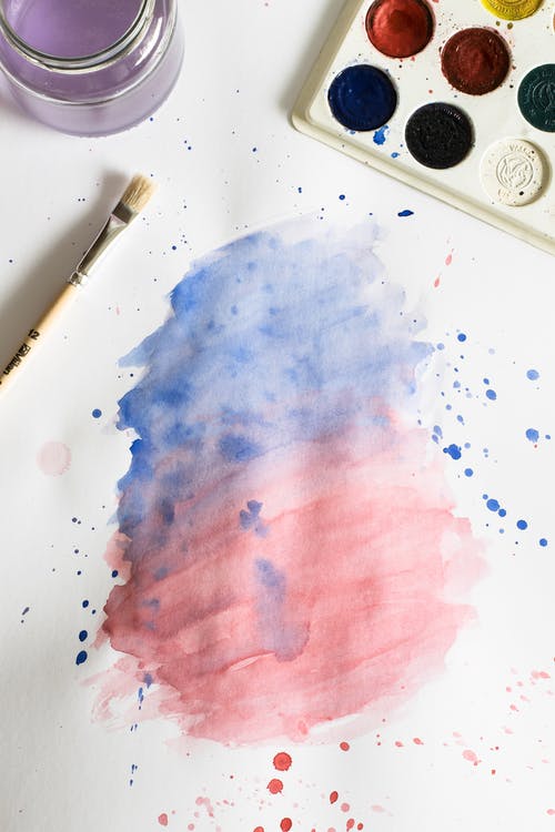 粉色和蓝色的水彩画 · 免费素材图片
