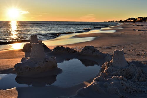 海滩日落 · 免费素材图片