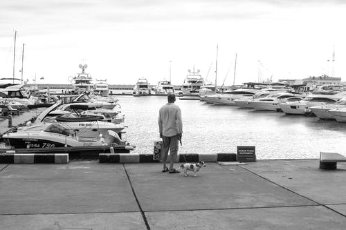男子站在水体附近的混凝土码头上 · 免费素材图片