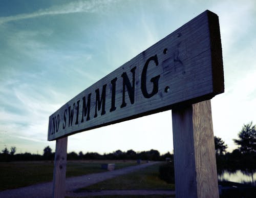 棕色和黑色木制禁止游泳标牌 · 免费素材图片