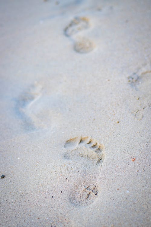 在海边的脚印照片 · 免费素材图片
