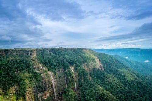 布朗岩悬崖和绿树 · 免费素材图片