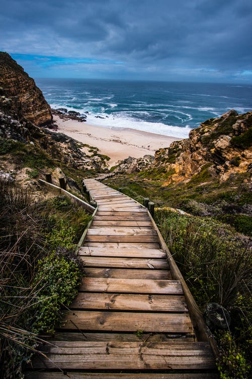 木制楼梯到海滩 · 免费素材图片