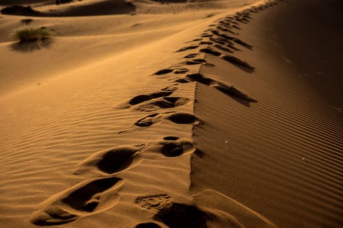 带脚印的沙丘 · 免费素材图片