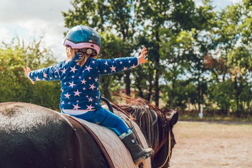 骑黑马的女孩 · 免费素材图片