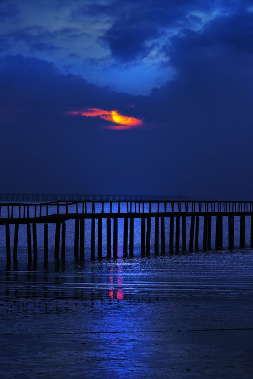 日落期间海洋风景 · 免费素材图片