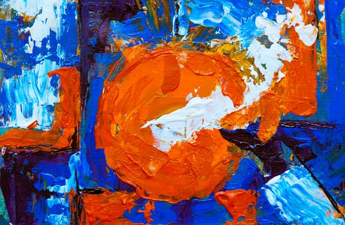 橙色，蓝色和白色抽象绘画 · 免费素材图片
