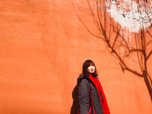 站在树的影子墙后的女人 · 免费素材图片