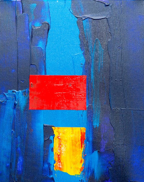 蓝色，红色和黄色的抽象绘画 · 免费素材图片