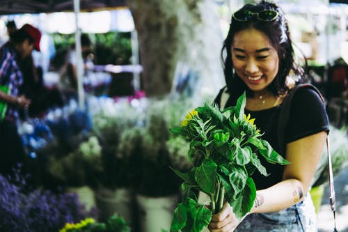 女人抱着植物的照片 · 免费素材图片