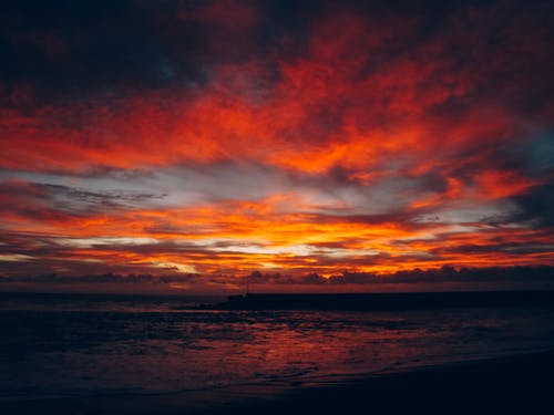 日落期间海洋风景 · 免费素材图片