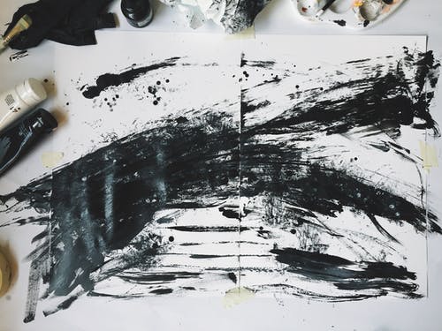 黑色和白色抽象绘画 · 免费素材图片