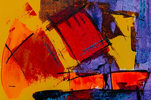 红色，黄色和紫色的抽象绘画 · 免费素材图片