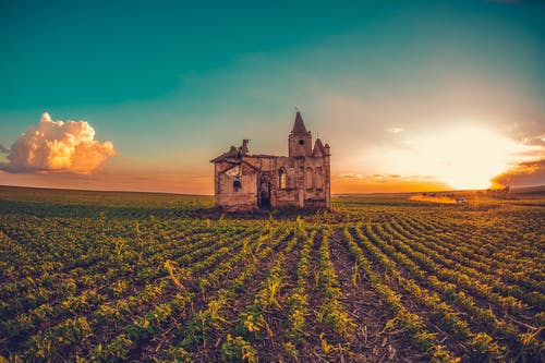 黄金时段的米色混凝土建筑 · 免费素材图片