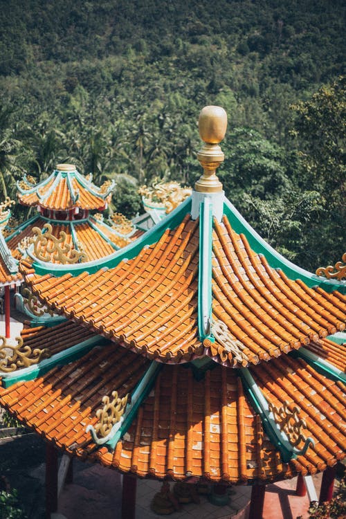 棕色和蓝色神庙 · 免费素材图片