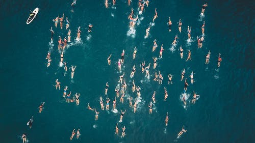 人们在海上游泳的鸟瞰图 · 免费素材图片
