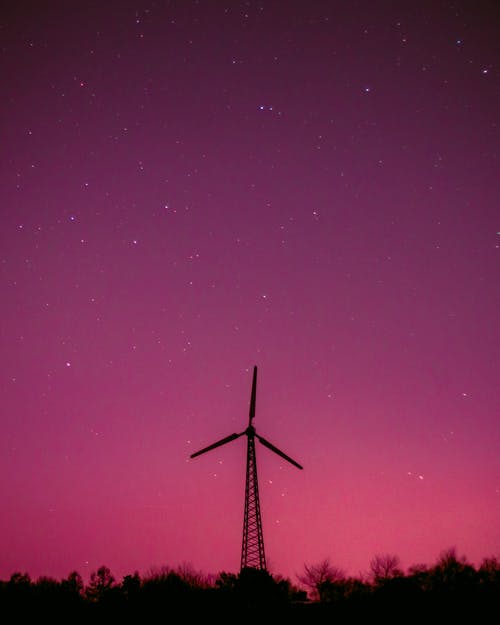 风车在星空下 · 免费素材图片