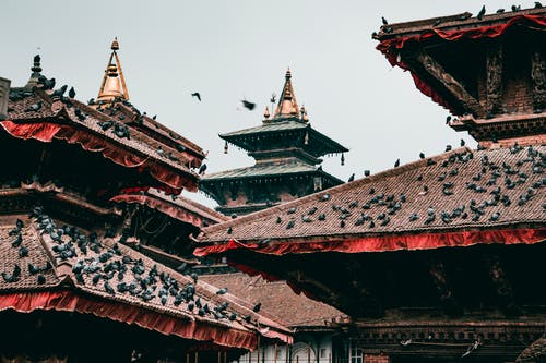 红色和棕色的寺庙屋顶 · 免费素材图片