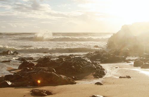 水体附近的灰色和棕色石头 · 免费素材图片