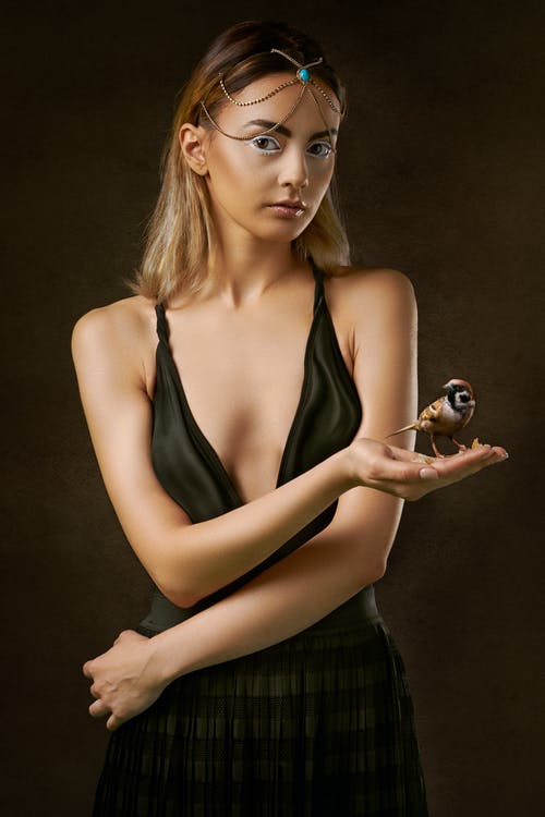 女人抱着棕色的鸟的照片 · 免费素材图片