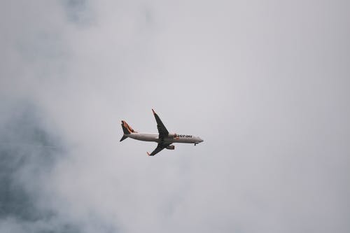 飞机在云层下的低角度摄影 · 免费素材图片