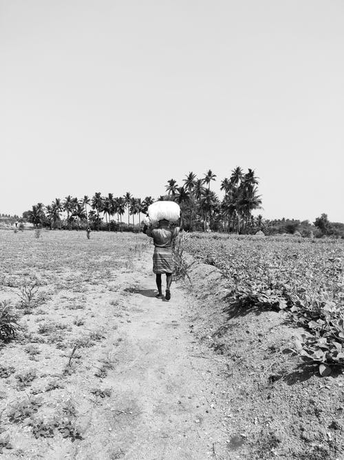 女人在通路上行走的灰度照片 · 免费素材图片