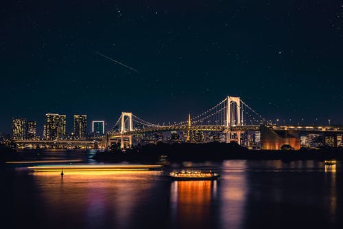 夜间跨桥水体 · 免费素材图片