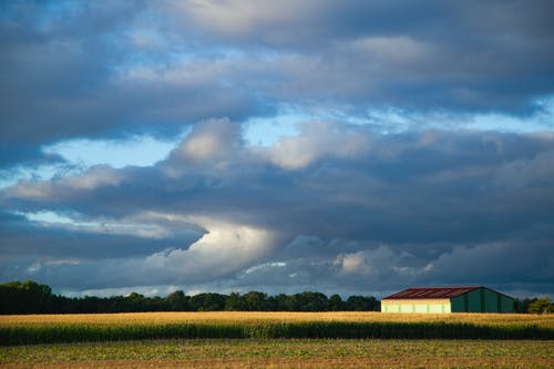 草地横跨白云的风景照片 · 免费素材图片