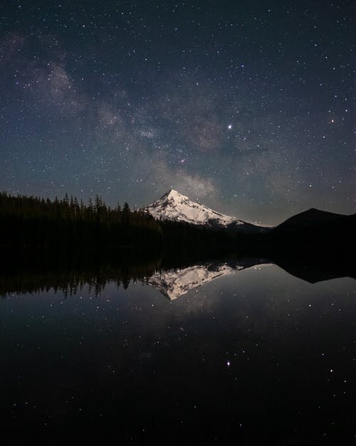 夜间雪山摄影 · 免费素材图片