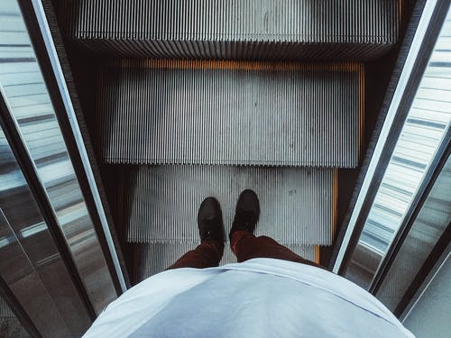 人在自动扶梯上的高角度照片 · 免费素材图片