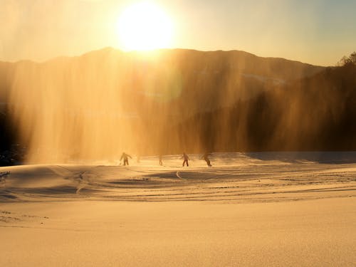 黄金时段的人单板滑雪 · 免费素材图片