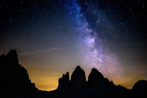 落基山脉在星空下的剪影摄影 · 免费素材图片