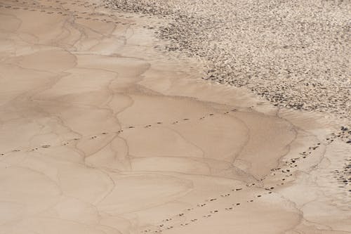 沙与脚印的航拍照片 · 免费素材图片