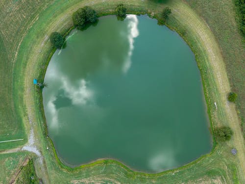 白天池塘的鸟瞰图 · 免费素材图片