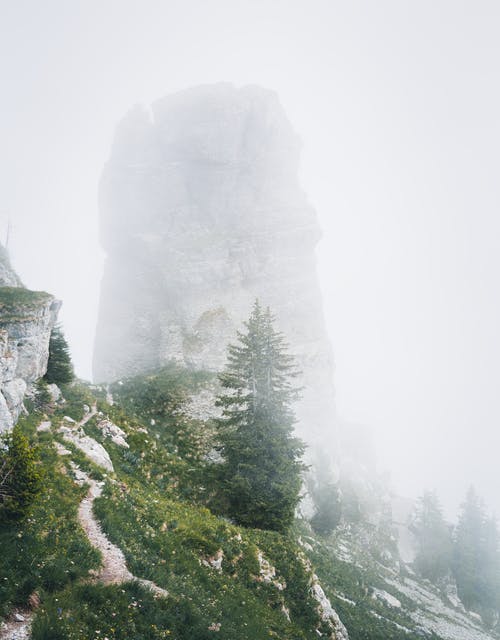 多云的天空下山绿树 · 免费素材图片